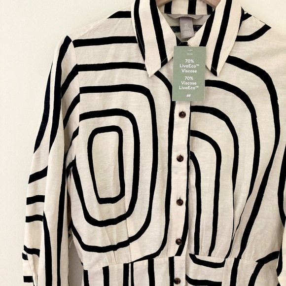 H&M Linen-blend Patterned Shirtdress NWT - Picture 4 of 5